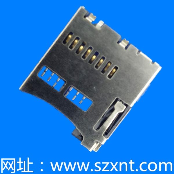TF卡座/microSD push 內焊帶偵測（常開）（H=1.85mm）